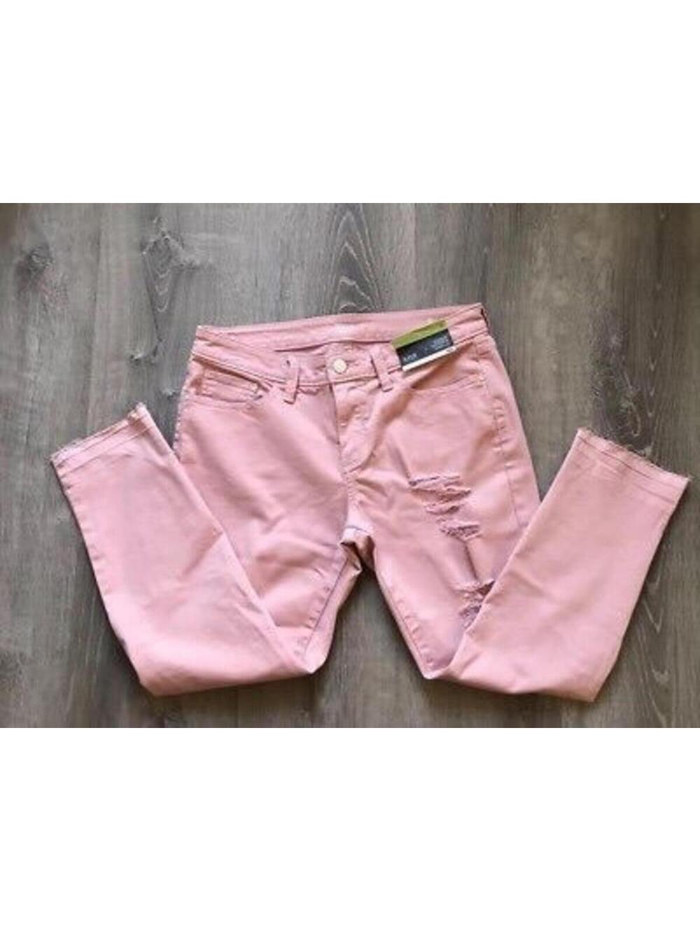 11. A.n.a Women’s Destroyed Distressed Mid- Rise Skinny Ankle Jeans Pink  NWT